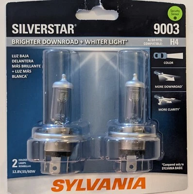 Paquete de 2 bombillas halógenas para faros Sylvania 9003 SilverStar compatibles con varios coches Foto 1 de 2