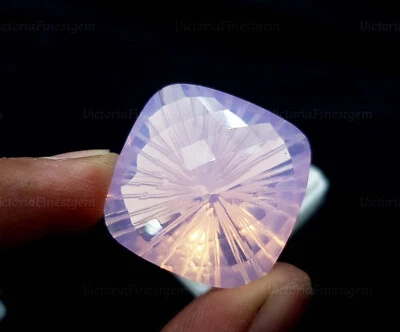 Rose Quartz 68 Carat Cushion Checkerboard Cut Loose Gemstone Pink Color - Image 1 of 4