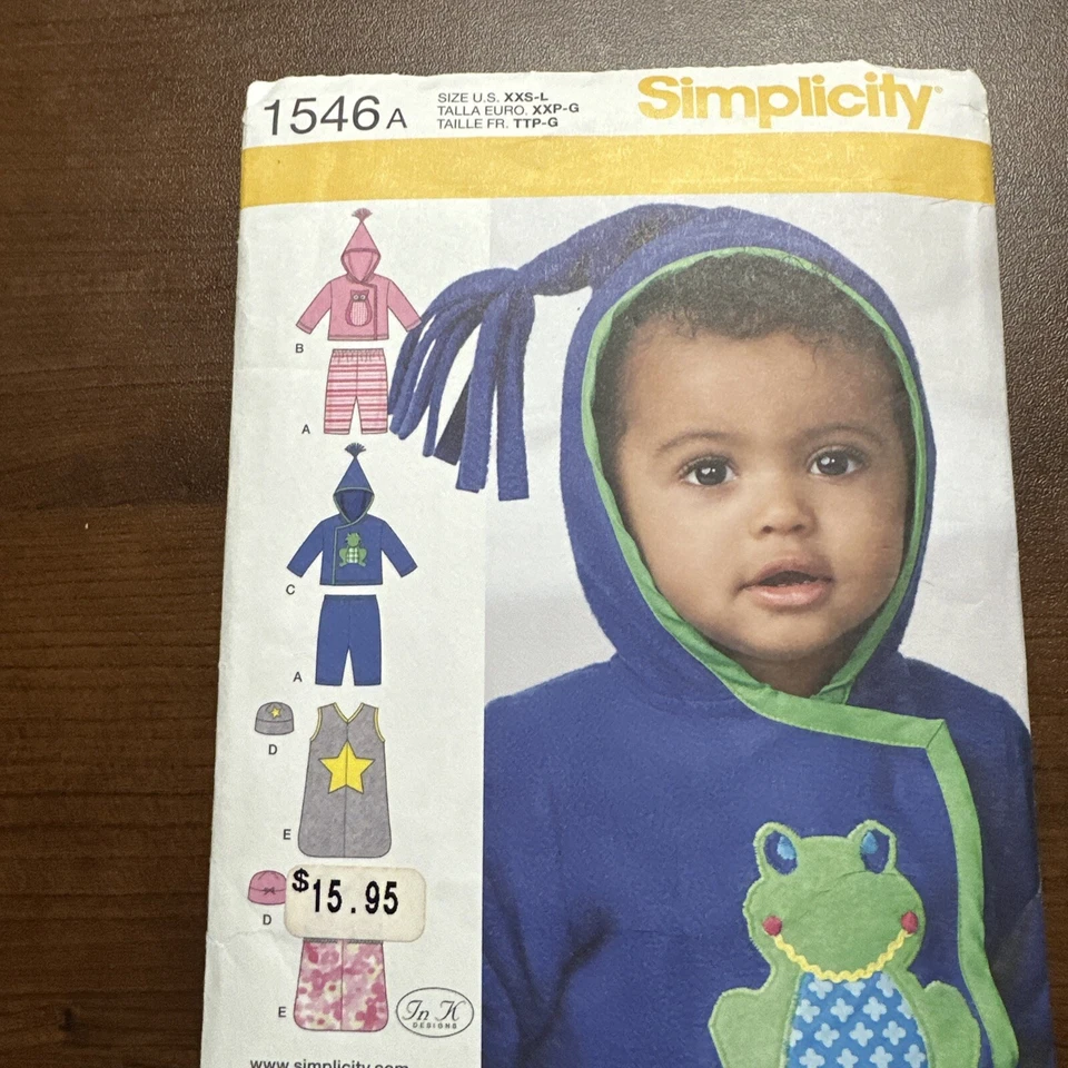 Simplicity 1546A Baby Infant Pants Jacket Hat Sack XXS -L Owl Frog 0-18 Months - Image 1 of 2