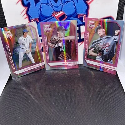 2021 panini elite baseball pink Parrallel 3-card lot! very rare mason black plus - Image 1 of 3