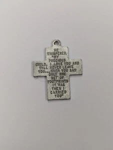 VINTAGE Footprints in the Sand Cross Pendant HE WHISPERED, "MY PRECIOUS CHILD... - Picture 1 of 3