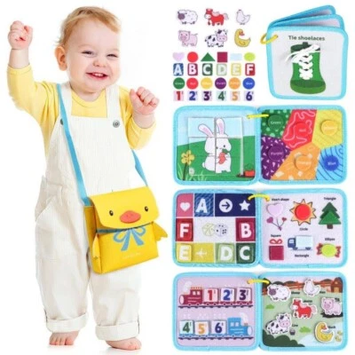 Kazzley Montessori Busy Board for Toddlers Portable Sensory Activity Motor Skill