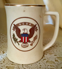 NCOA MUG STEIN CUP NON COMMISSIONED OFFICERS ASSOCIATION VINTAGE GOLD MILITARY.