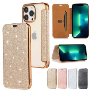 Glitter Flip Case Soft Slim Phone Cover for iPhone 16e/16/15/14/13/12/11 Pro Max - Picture 1 of 32