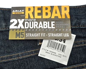 ARIAT M5 Straight Fit Straight Leg Rebar M5 Work Jean Blackstone Mens Size 36/34 - Picture 1 of 11