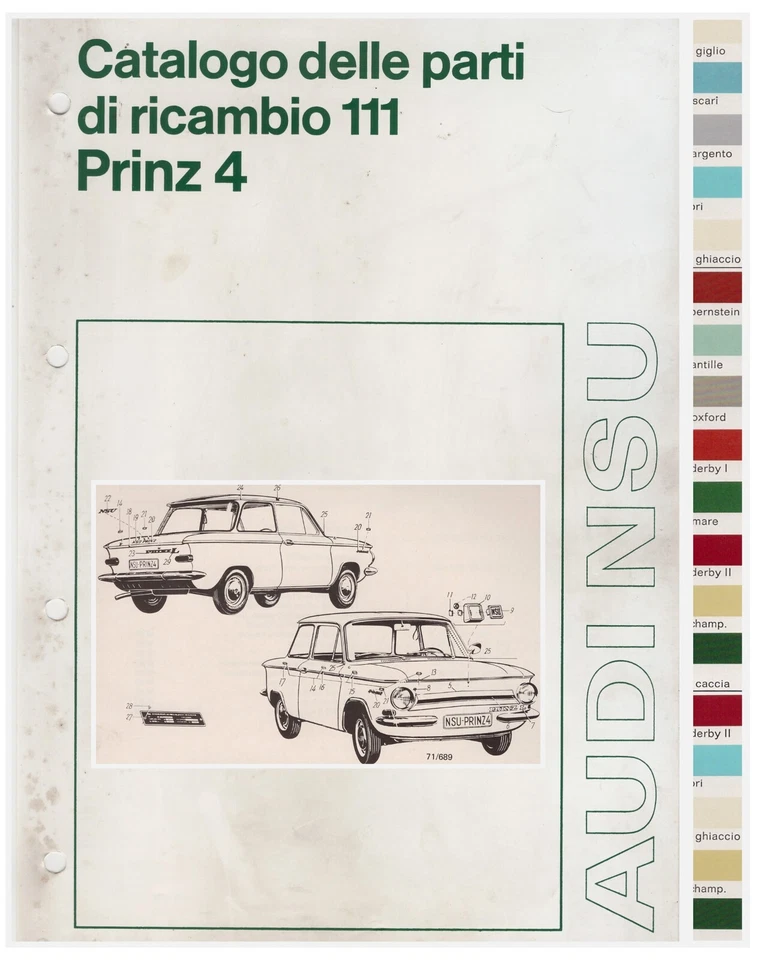 PRINZ 4 e 4L  - CATALOGO PARTI DI RICAMBIO  - SPARE PARTS! - Immagine 1 di 2