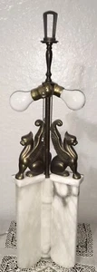 Nulco Alabaster Table Lamp With Bronze Winged Lion Griffins - Picture 1 of 13