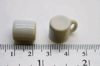 2 Miniature Coffee Cup Charms Ceramic Pendants 3D Jewelry Dollhouse Findings - Image 1 of 2