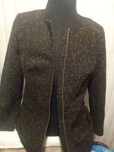 Di Viniti Women's Vintage Zip Up Black Coat Size M - Picture 1 of 5