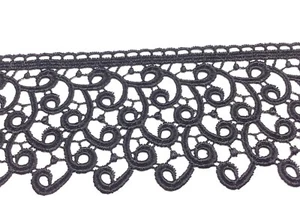 PIZZO MACRAMe cm 8 cotone  TRAFORATO nero GEOMETRICO - Picture 1 of 2