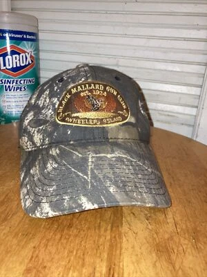 Raro Black Mallard Gun Club Est. Gorra de béisbol de caza Wheeler Island 1924, Cal. Foto 1 de 4