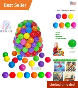 Non-Toxic Soft Plastic Ball Pit Balls - Multi-Purpose - Rainbow Colors - 50pcs - Picture 1 of 8