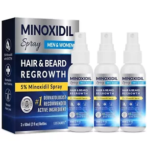 5% Minoxidil Spray for Thicker Fuller Hair & Beard Growth - Men & Women - 3PCS - Picture 1 of 7