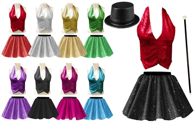 INSPIRED COSTUMES GIRLS Ringleader THE GREATEST SHOW Costume SEQUIN Skirt OR BACKLESS Waistcoat