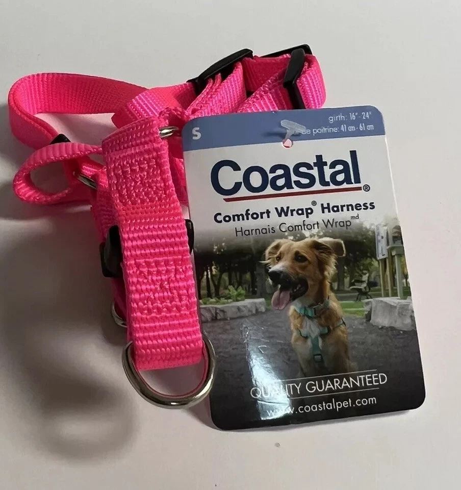 Coastal - Comfort Wrap - Adjustable Dog Harness Neon Pink 5/8 -24