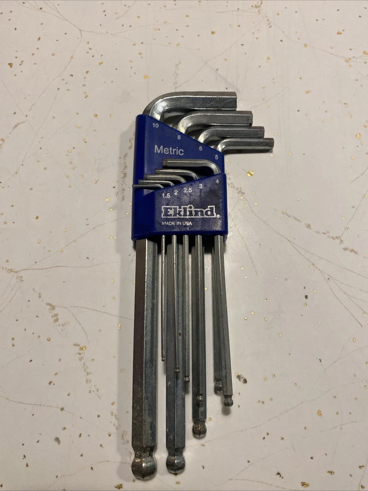 Eklind 13709 Bright-Ball-Hex-L Key Allen Wrench - 9pc set Metric MM sizes 1.5-10 - Image 1 of 4