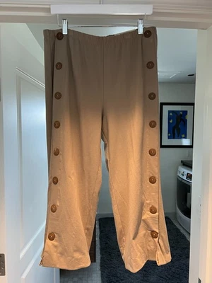 Pantalones Cortos Soft Surroundings Mujer Pierna Ancha L 14-16 Bronceado Botón Lateral Pull-On Nuevos con Etiquetas Foto 1 de 4