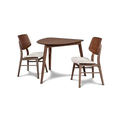 Mesa esquinera clásica Oscar y juego de comedor de 3 piezas de nogal, diseño moderno Foto 1 de 4