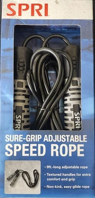 Cuerda de salto de velocidad ajustable SPRI Sure-Grip 9 pies negra *nueva en caja* Foto 1 de 2