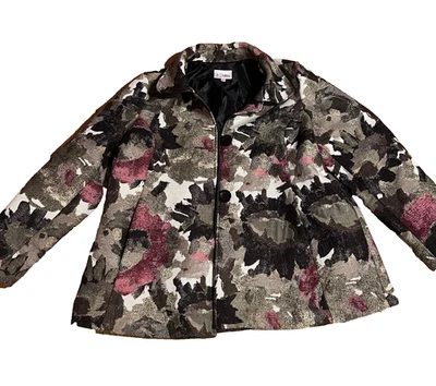 Chaqueta Abrigo 3 Sisters Para Mujer Botón Frontal Pequeña Algodón Hecha en EE. UU. Talla XL Foto 1 de 4