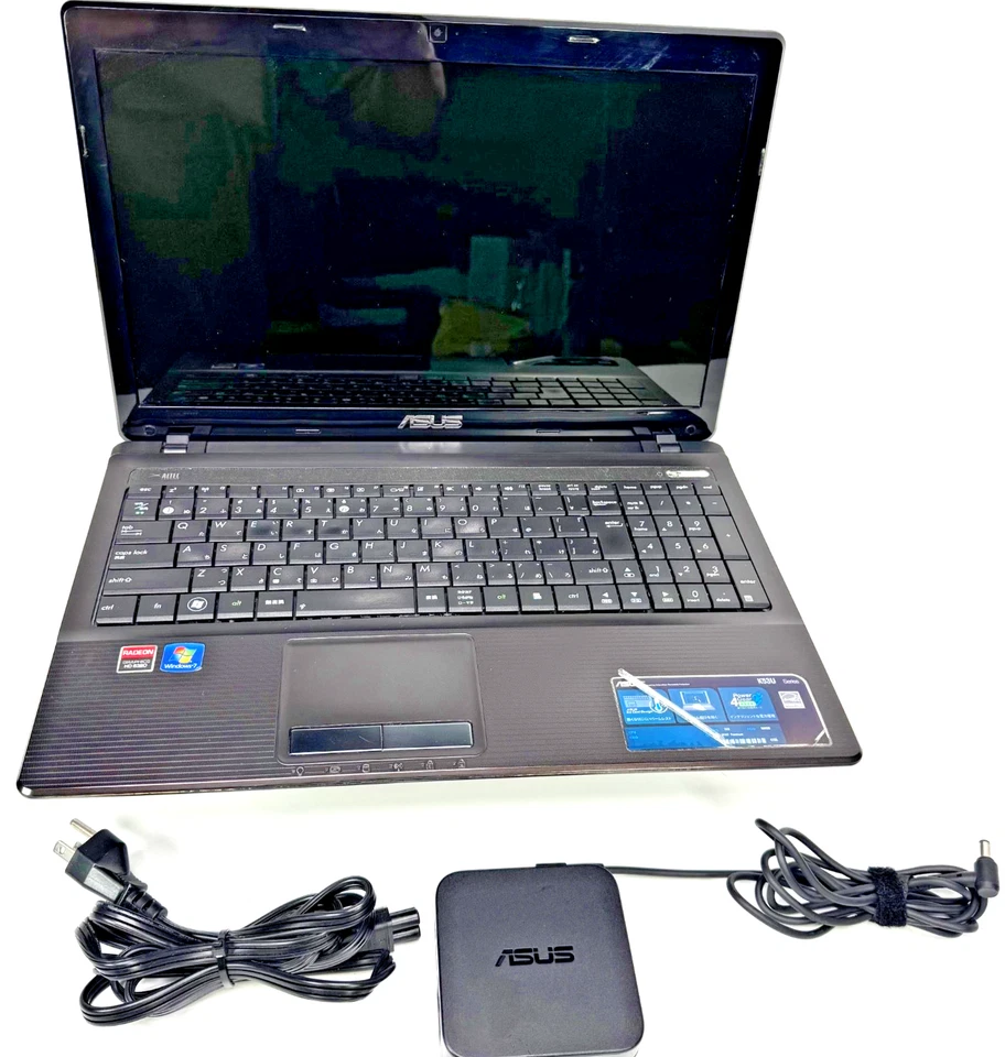 ASUS K53U 15.6 Laptop AMD 1.65GHz 2GB Memory 500GB HDD Windows 7 Japanese Keys - Image 1 of 4