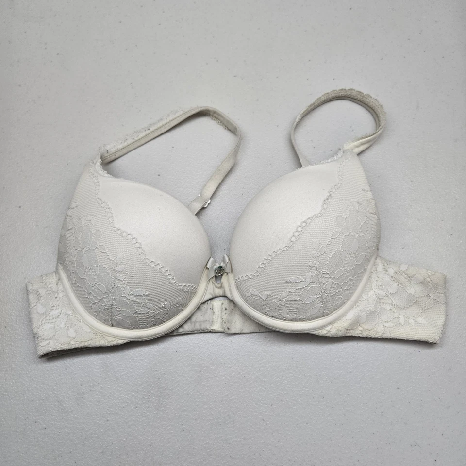 Sutiã feminino Victoria's Secret 34B branco floral corpo por conversível formato perfeito - Imagem 1 de 4