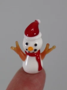 U1 1x Snowman MERRY CHRISTMAS Glass figurine miniature Ganz - Picture 1 of 10