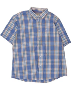 DOCKERS Mens Short Sleeve Shirt XL Blue Check Cotton AA04 - Picture 1 of 3