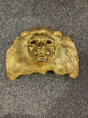 Gorgeous 1984 CHRISTOPHER ROSS 24k Gold-Plated Humongous Lion Head Belt Buckle - Image 1 of 2