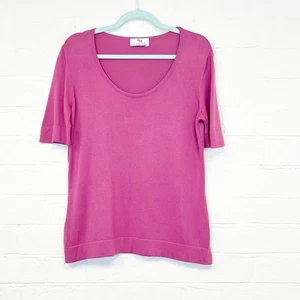 Peter Hahn Jumper Pink Short Sleeve Scoop Neck Cotton UK Size 16 - Picture 1 of 13
