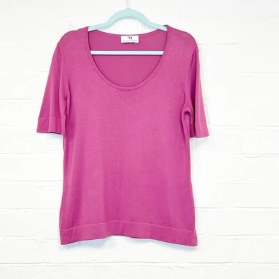 Peter Hahn Jumper Pink Short Sleeve Scoop Neck Cotton UK Size 16 - Image 1 of 4