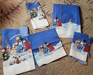 Tessuto vintage margherita regno cielo e natura canta pupazzo di neve bordo scarti cotone LEGGI - Foto 1 di 14