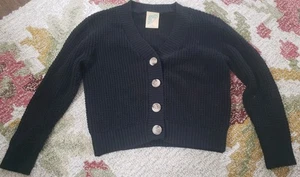 Girl's Thereabouts Black Cardigan Sweater Size S 7/8 - Picture 1 of 3