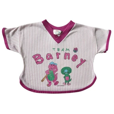 Pijama de béisbol Barney vintage de los años 90 para dormir talla 4 Foto 1 de 4