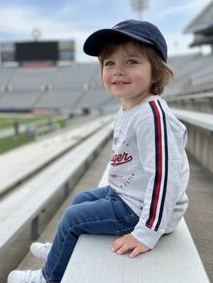 Sporty Classic Tommy Hilfiger Boy's Striped Long Sleeve Shirt Size 3T EUC Gray - Image 1 of 4
