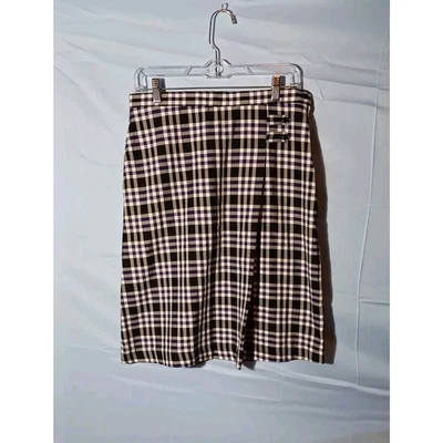 Lands End Juniors Размер 4 Черно-белая Фиолетовая Клетчатая Униформа Юбка Вискозная Смесь Б/У в отличном состоянии - Изображение 1 из 4