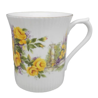 Vintage Yellow Floral Queens Fine Bone China Made In England Mug Coffee Tea Cup - Image 1 of 4
