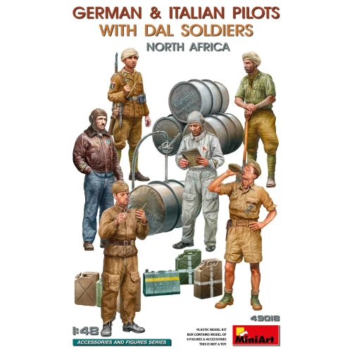Miniart 49018 - 1 48 German & Italiano Piloti Con Dal Soldiers. Nord Africa