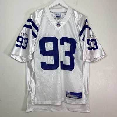 Camiseta deportiva Reebok Dwight Freeney #93 Indianapolis Colts blanca sobre el campo talla mediana Foto 1 de 4
