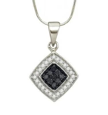 Кулон из 10-каратного белого золота с черными и белыми бриллиантами 0,25 карата - Изображение 1 из 3