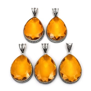 05 Stück Citrin Edelstein Menge Schmuck Antik Design Anhänger LOT-032 - Bild 1 von 1