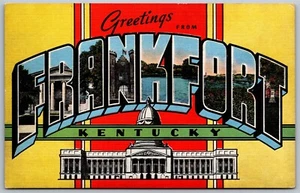 Vtg Large Letter Greetings From Frankfort Kentucky KY 1940s Linen Postcard - Picture 1 of 2