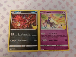 Juego de 2 cartas Holos de celebraciones de Yveltal y Xerneas ¡Nuevo! - Imagen 1 de 2