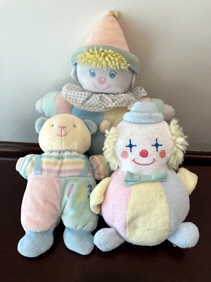 Vintage Eden Pastel Plush Lot of 3 Stuffed Animal Plushies (Clowns and Bear) - Image 1 of 4