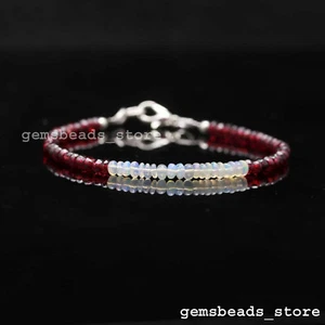 Ottobre Birthstone Rodolite Granato + Opale Etiope Rondelle Gemma Bracciale 7" - Foto 1 di 9