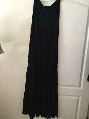 Maxi Vestido Voom By Joy Han, Negro Sin Tirantes, Encaje en Niveles, Talla L Foto 1 de 4