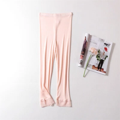 Mujeres Morera Seda Ropa Interior Térmica Pantalón Encaje Parte Inferior Pantalones Elastizados Leggings Foto 1 de 4