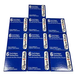 60 Paper Mate Fountain Pen Ink Cartridges 10 Packs Of 6 Blue Ink Fountain Pens - Picture 1 of 6