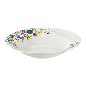 Suppenteller Pastateller Salatteller 23 cm Porzellan rund weiß Pflanzenmuster - Bild 1 von 7