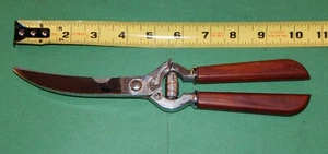Vintage Wooden Handled Chrome Plated Poultry Shears Made in Italy - Picture 1 of 8